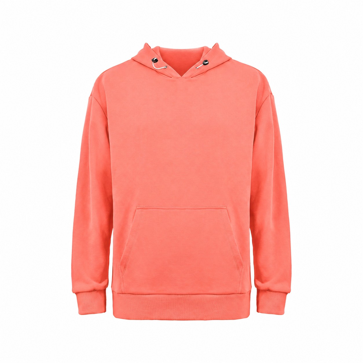 Cotton-Polyester Blend Smooth Surface Hoodie — Coral Pink