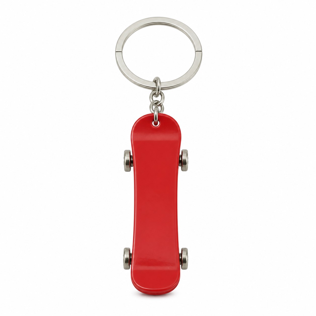 Mini Metal Skateboard Keychain With Rolling Wheels — view 2