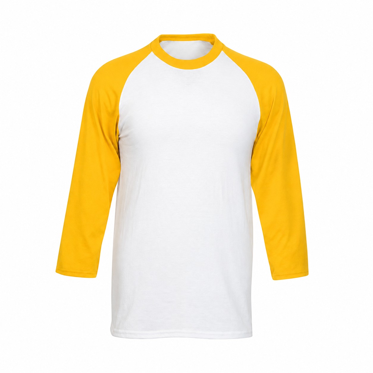 Contrast Sleeve Cotton Polyester Baseball Shirt — Yellow