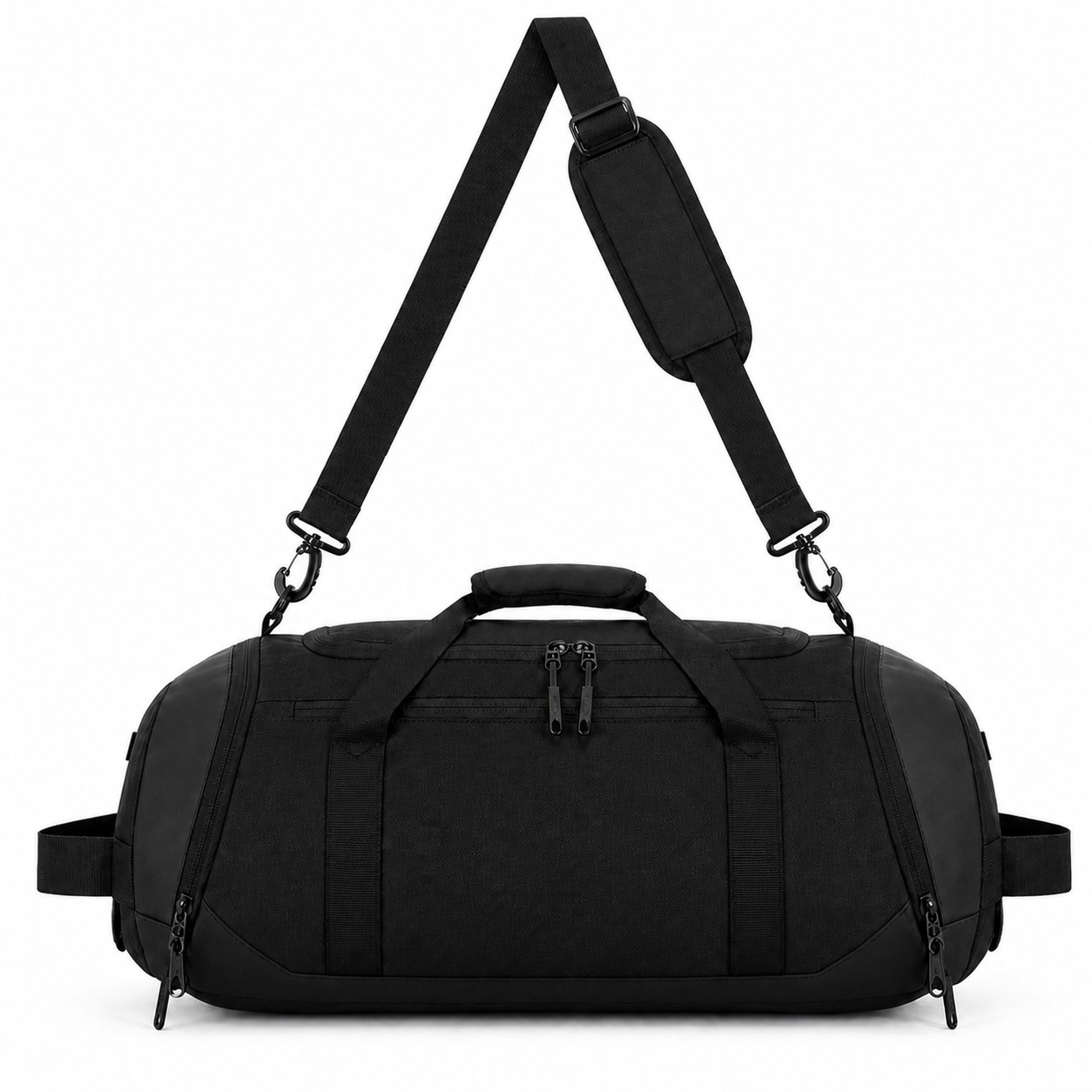 Polyester Duffel Bag With Shoe Compartment — Black