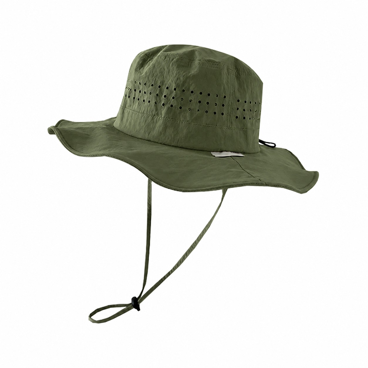 Perforated Polyester Outdoor Sun Hat — Green