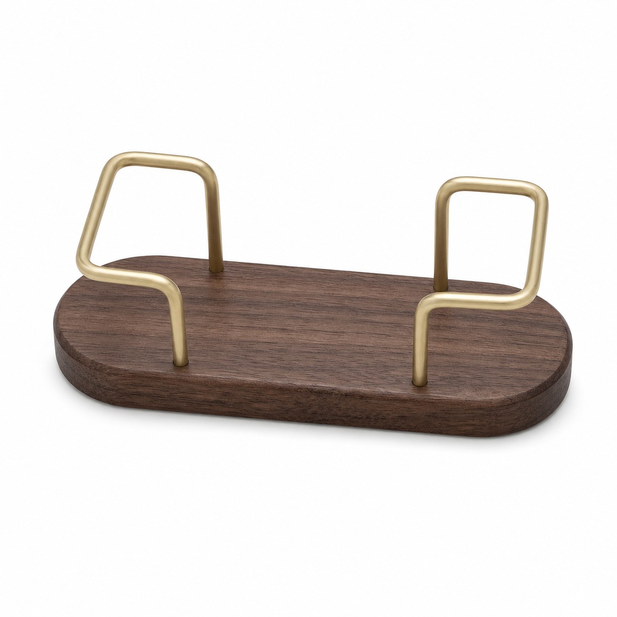 Walnut Wood Brass Desktop Card Holder — view 2
