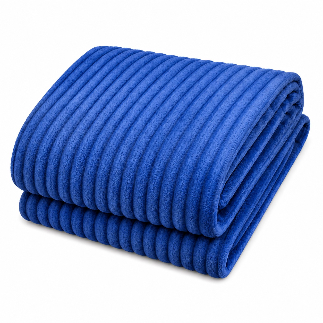 Ribbed Cashmere Flannel Blanket — Blue