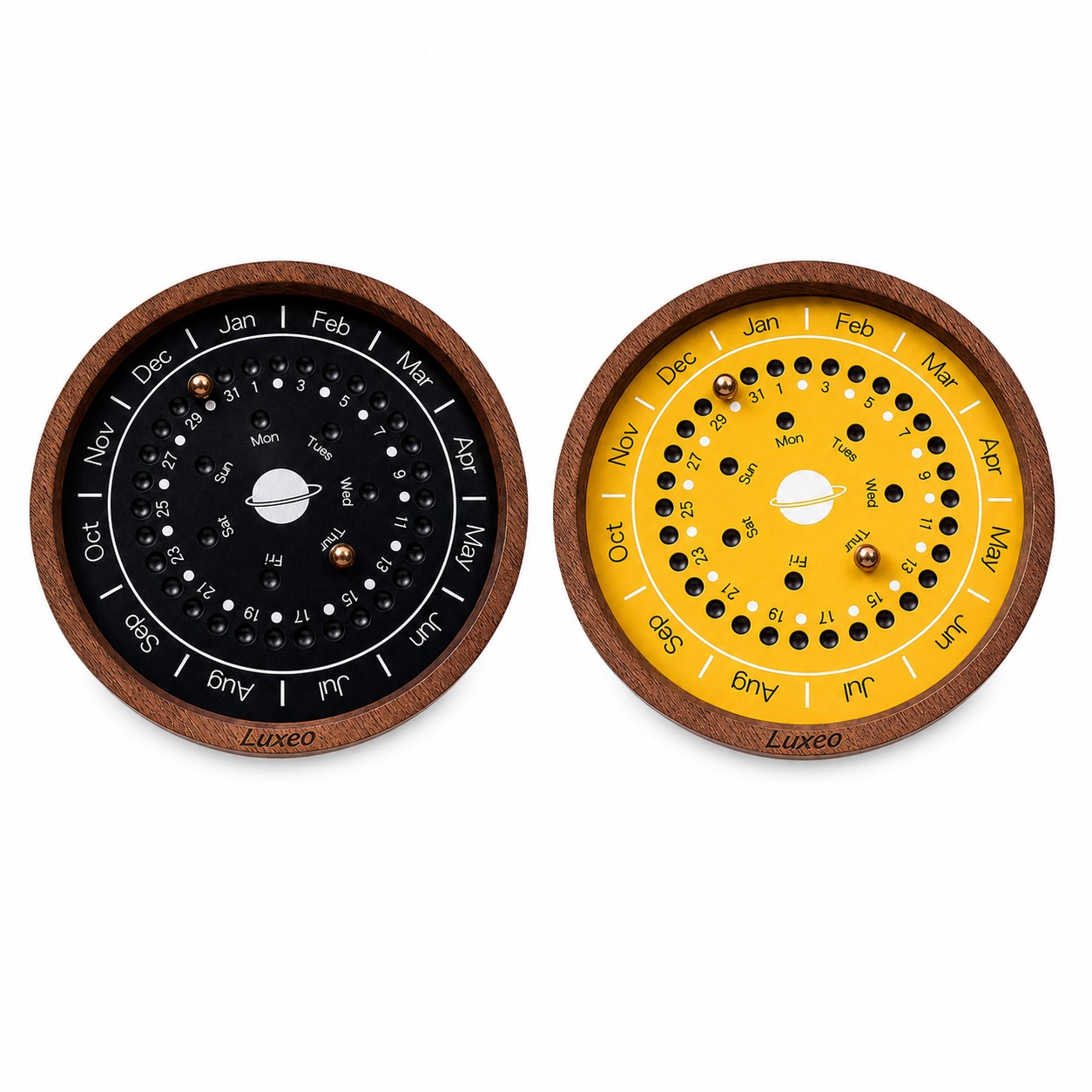 Wood Perpetual Calendar With Magnetic Date Markers