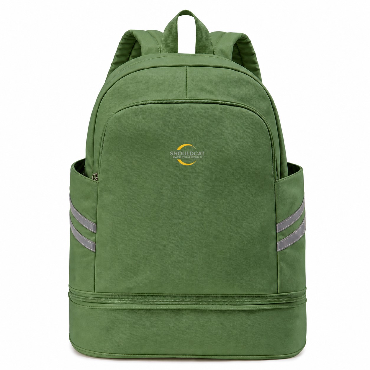 Nylon Gym Backpack With Shoe Compartment — Green