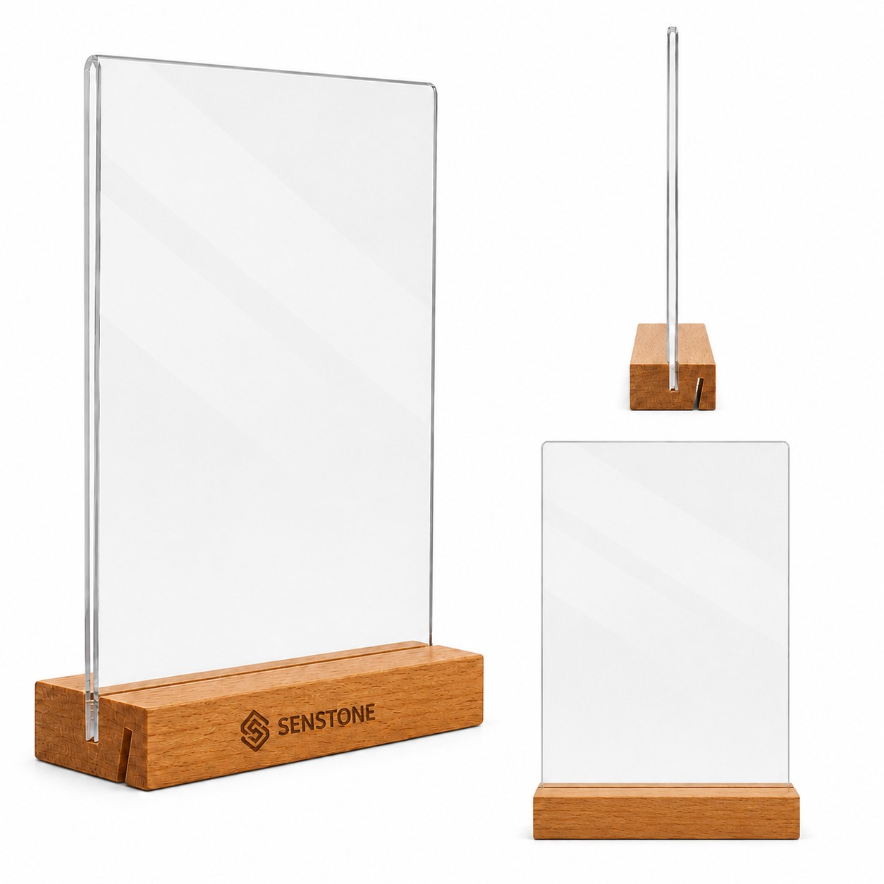 Pine Wood Acrylic Tabletop Sign Holder