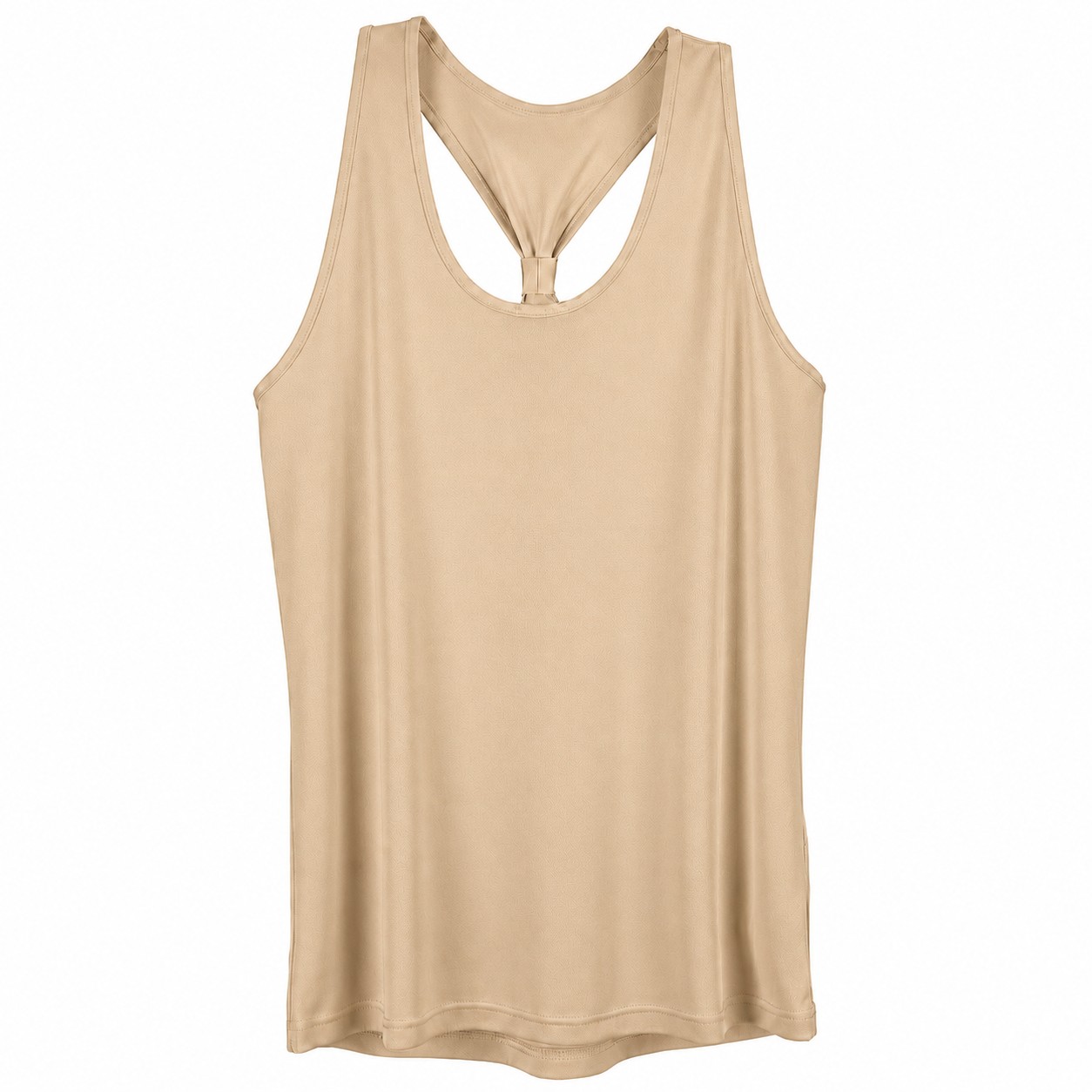 Ladies Knot Back Recycled Polyester Tank — Tan Beige