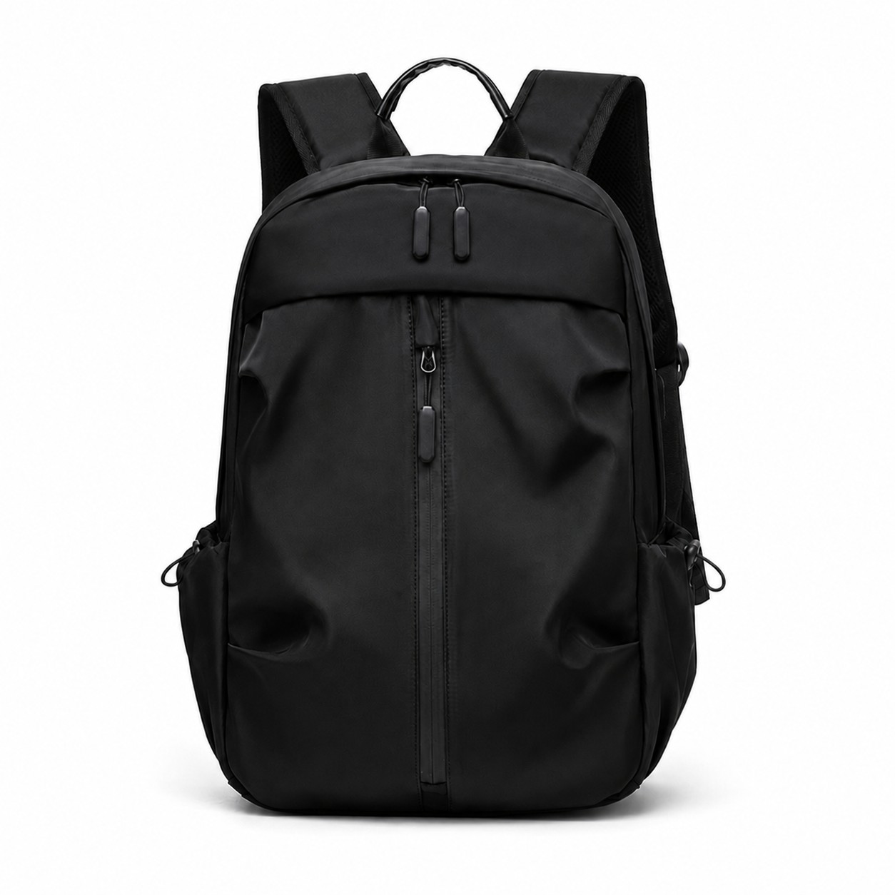 Polyester Travel Backpack With Charging Port — Black