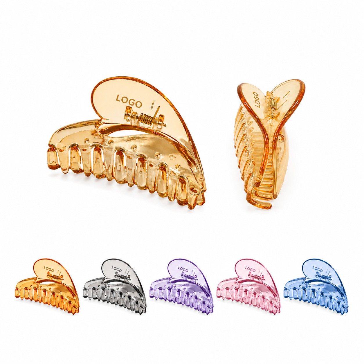 Translucent Heart Plastic Hair Claw Clip