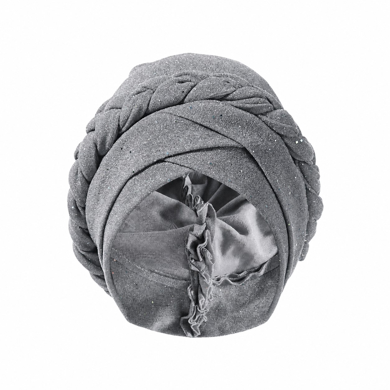 Polyester Shiny Braid Turban Hat — Gray