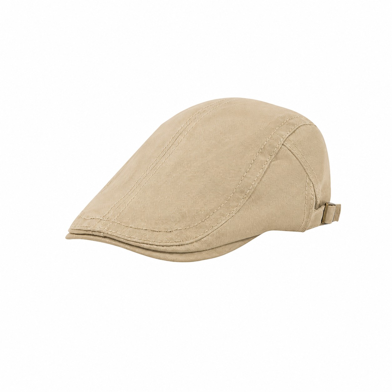 Cotton Ivy Flat Cap — Khaki Beige