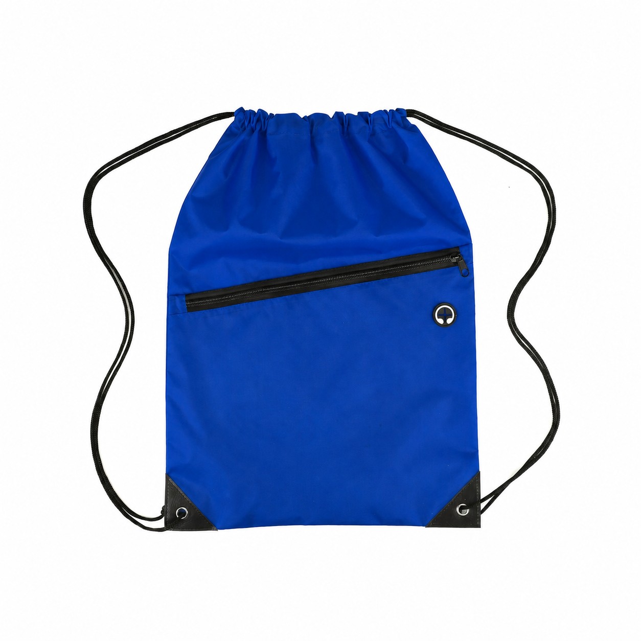 Nylon Zipper Pocket Drawstring Bag — Royal Blue