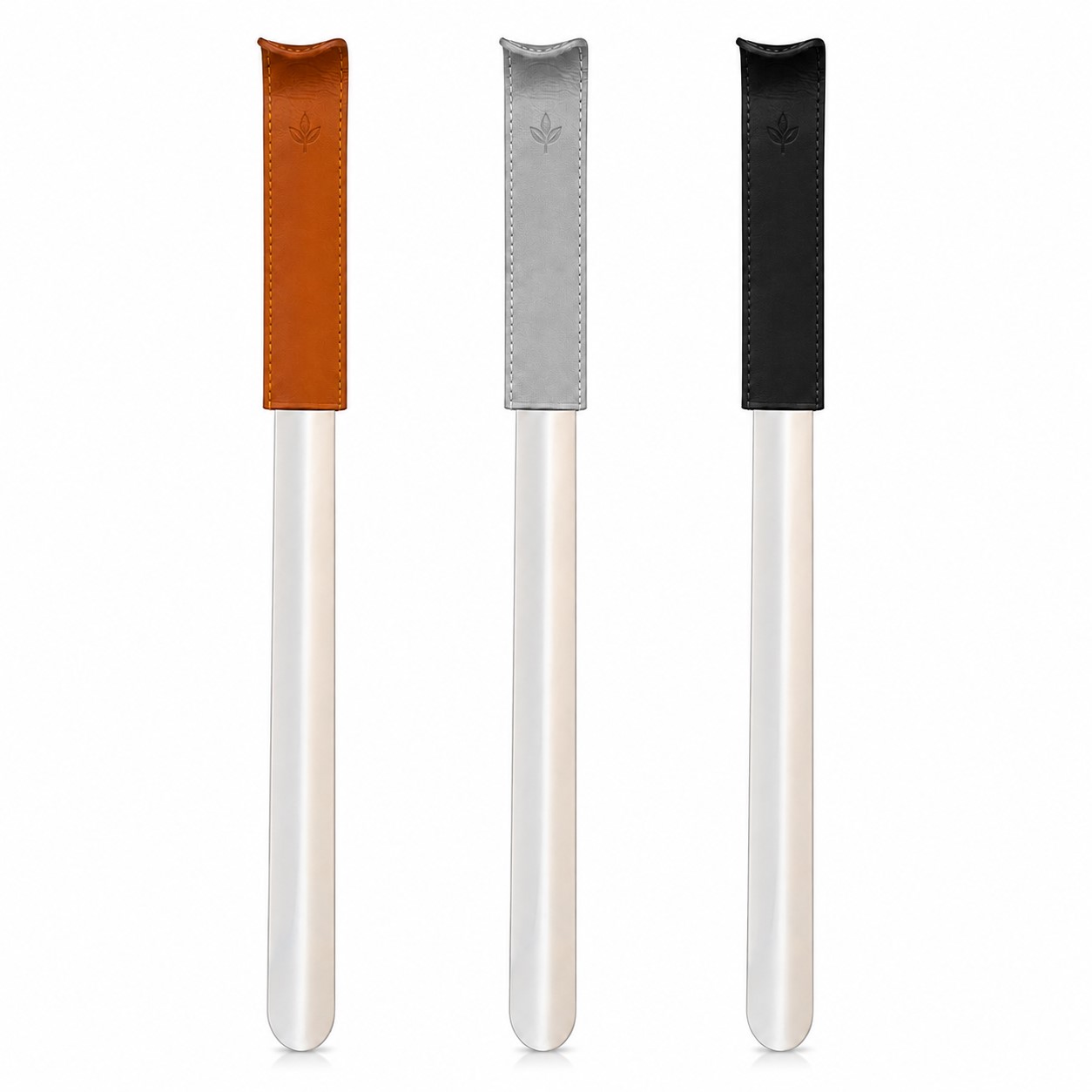 Long Reach Metal Shoe Horn With Leather Handle