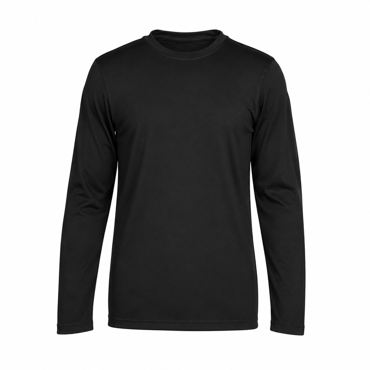 Polyester Stain Release Long Sleeve Shirt — Black
