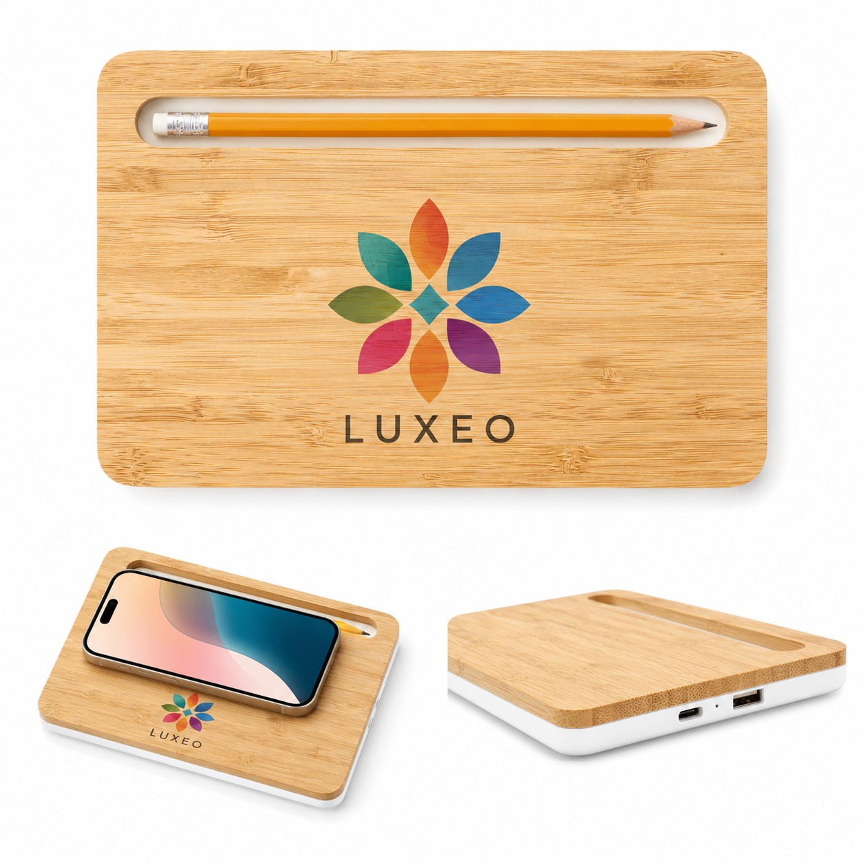 Bamboo Charging Desk Stand