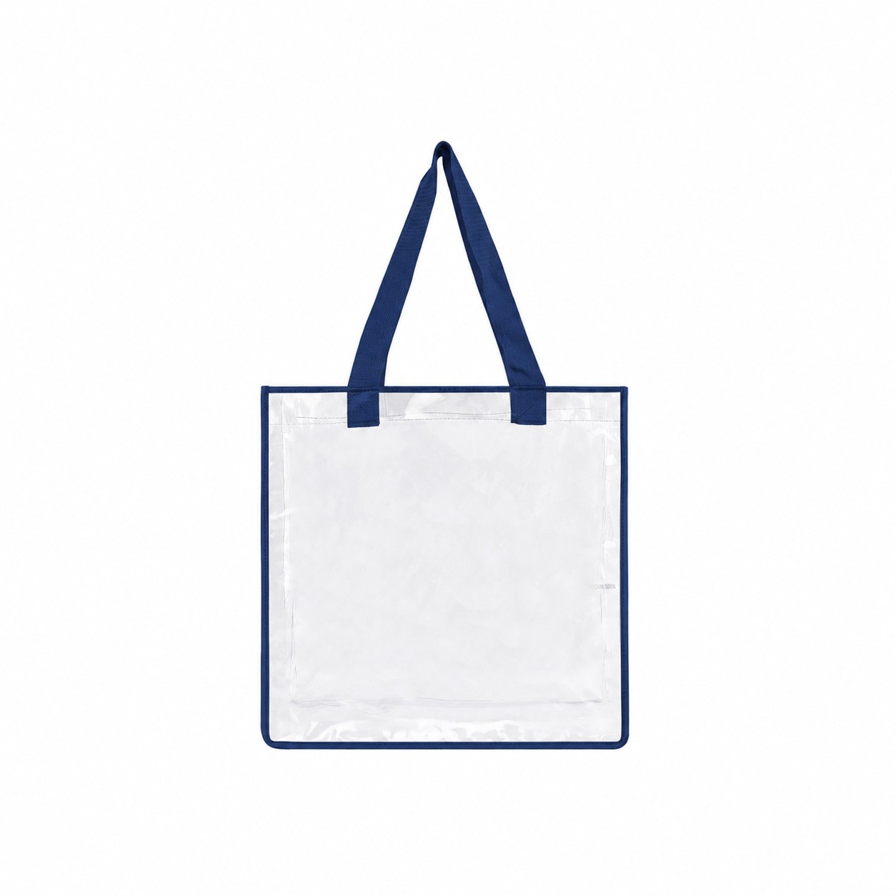 Clear PVC Tote Bag with 80GSM Non-Woven Trim — Navy Blue