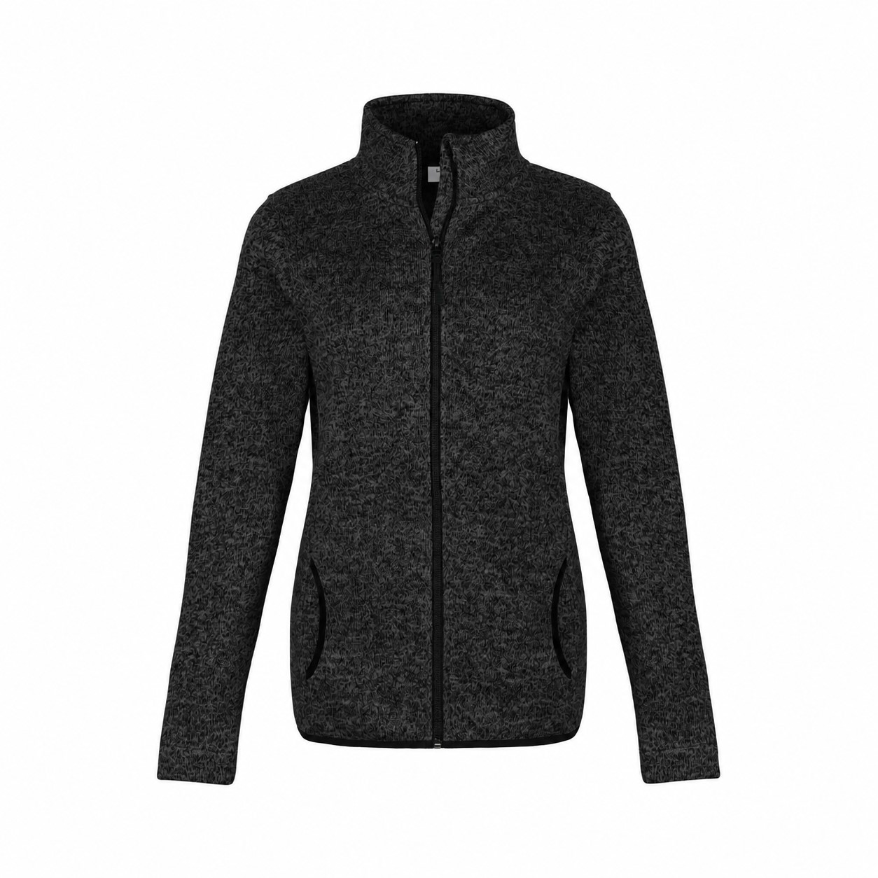 Women's Full-Zip Sweater Fleece Jacket — Heather Black