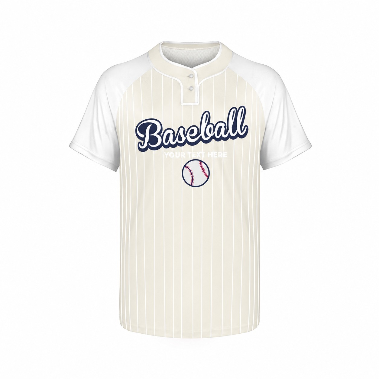 Two-Button Polyester Baseball Jersey — White