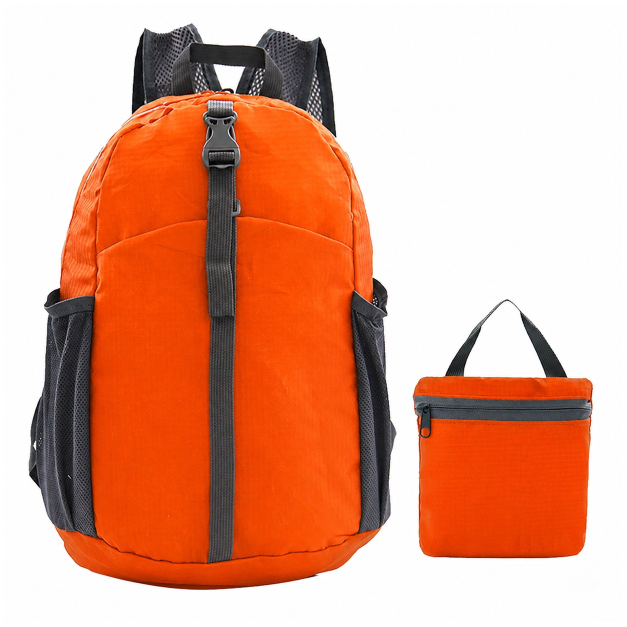 Foldable Nylon Travel Backpack — Orange