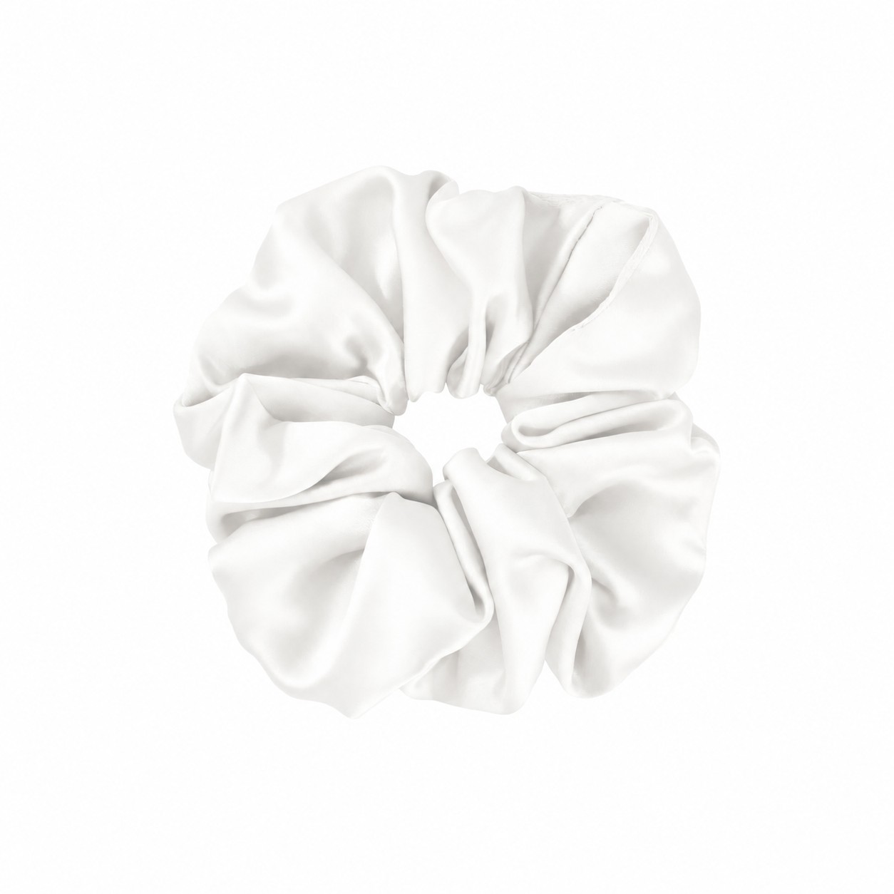Satin Elastic Hair Scrunchie — White