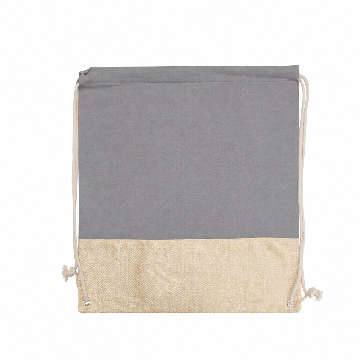 Cotton Metal Grommets Drawstring Bag — Gray