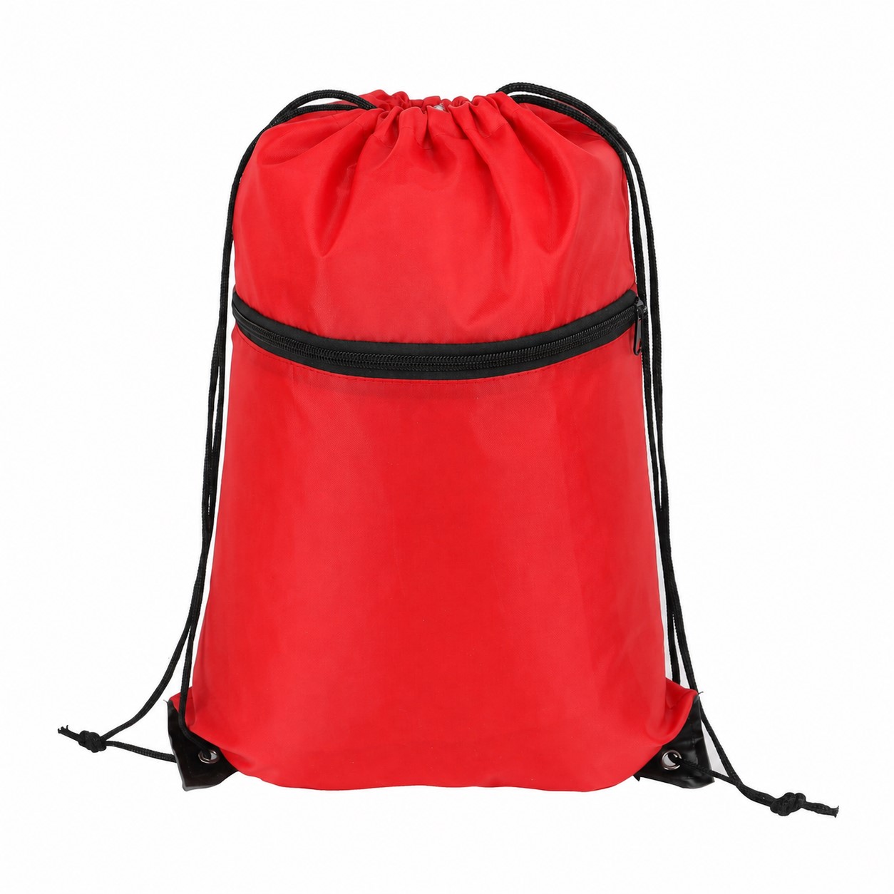 210D Polyester Roomy Drawstring Bag — Red
