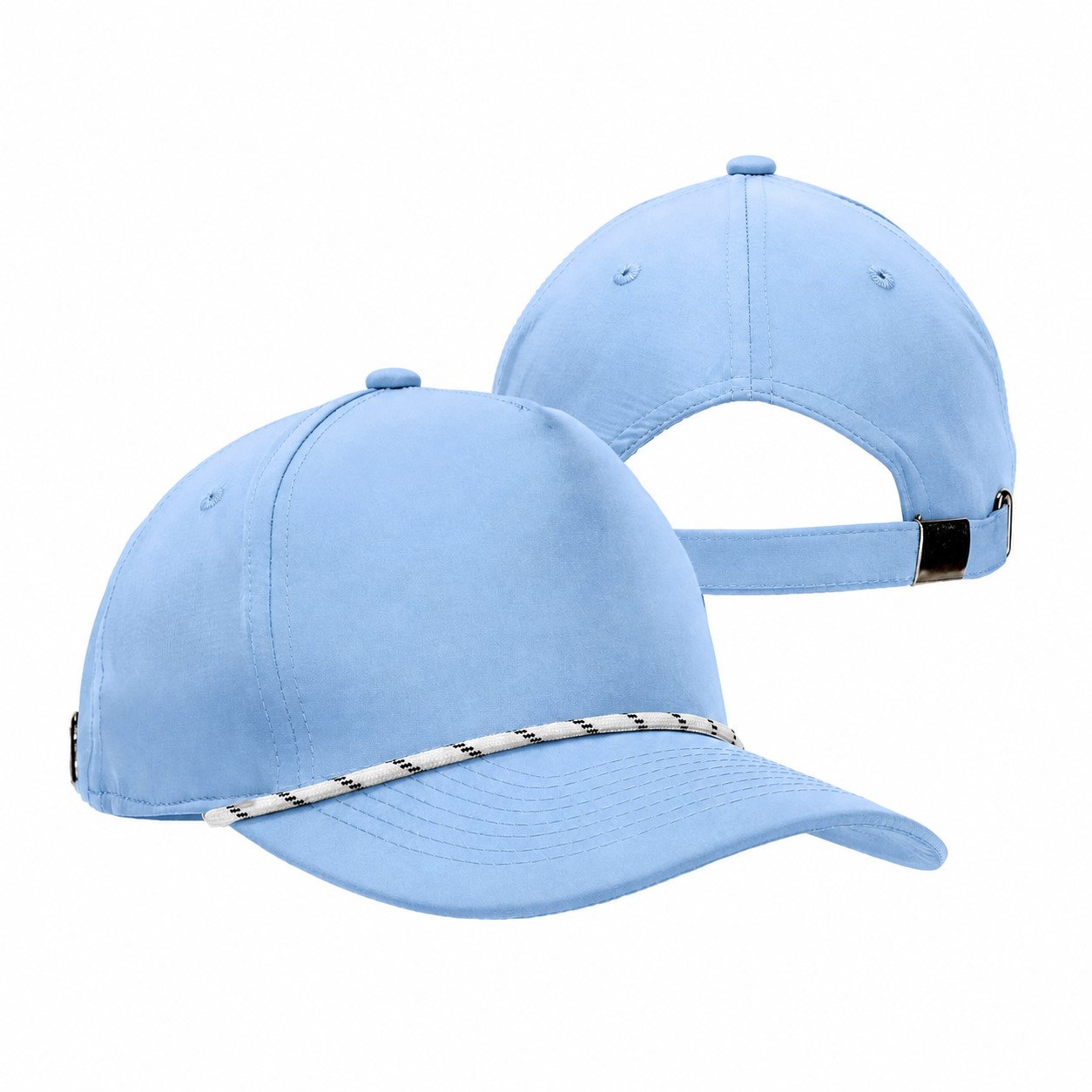 Polyester Adjustable Metal Buckle Cap — Light Sky Blue
