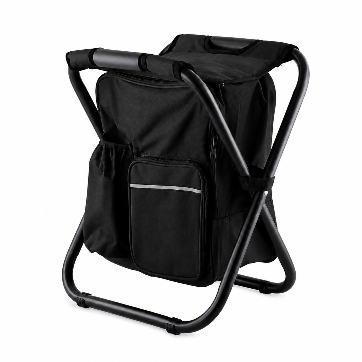 Insulated Backpack Folding Camp Chair — Black