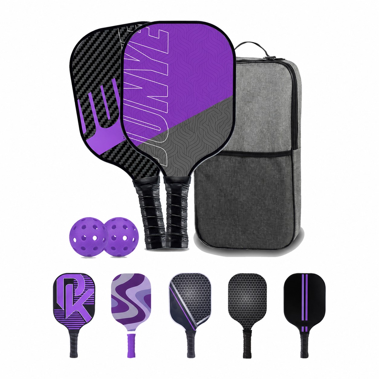Carbon Fiber Pickleball Paddle Kit — Purple