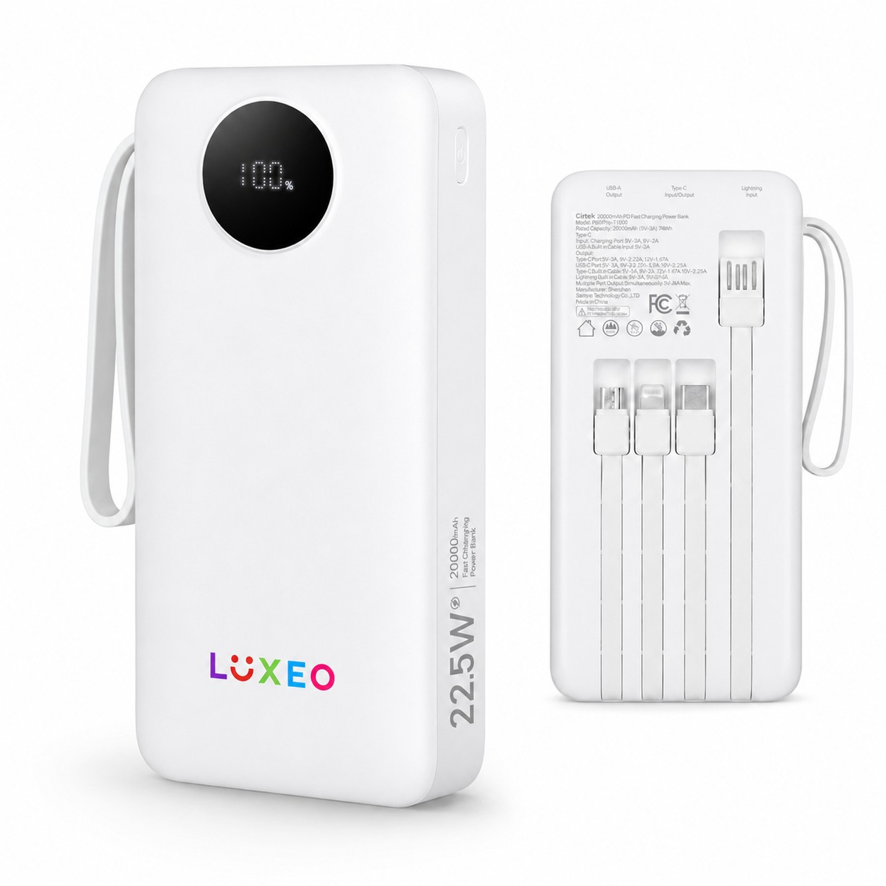 Travel Power Bank With Built In Cables