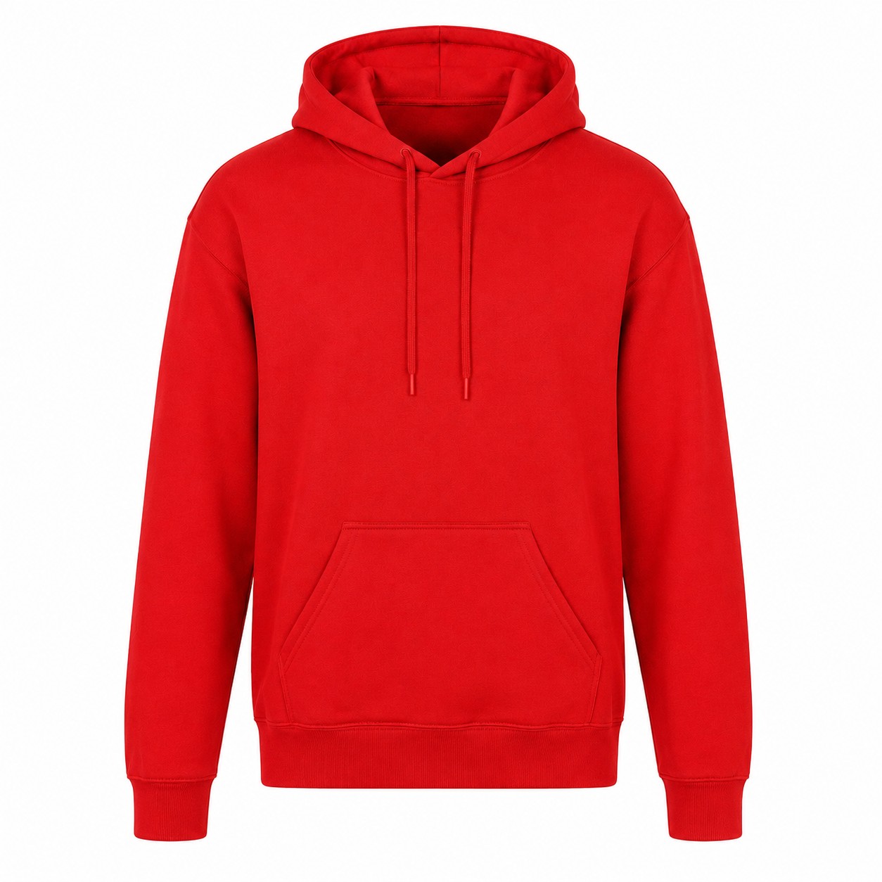 Cotton Polyester Fleece Pullover Hoodie — Red