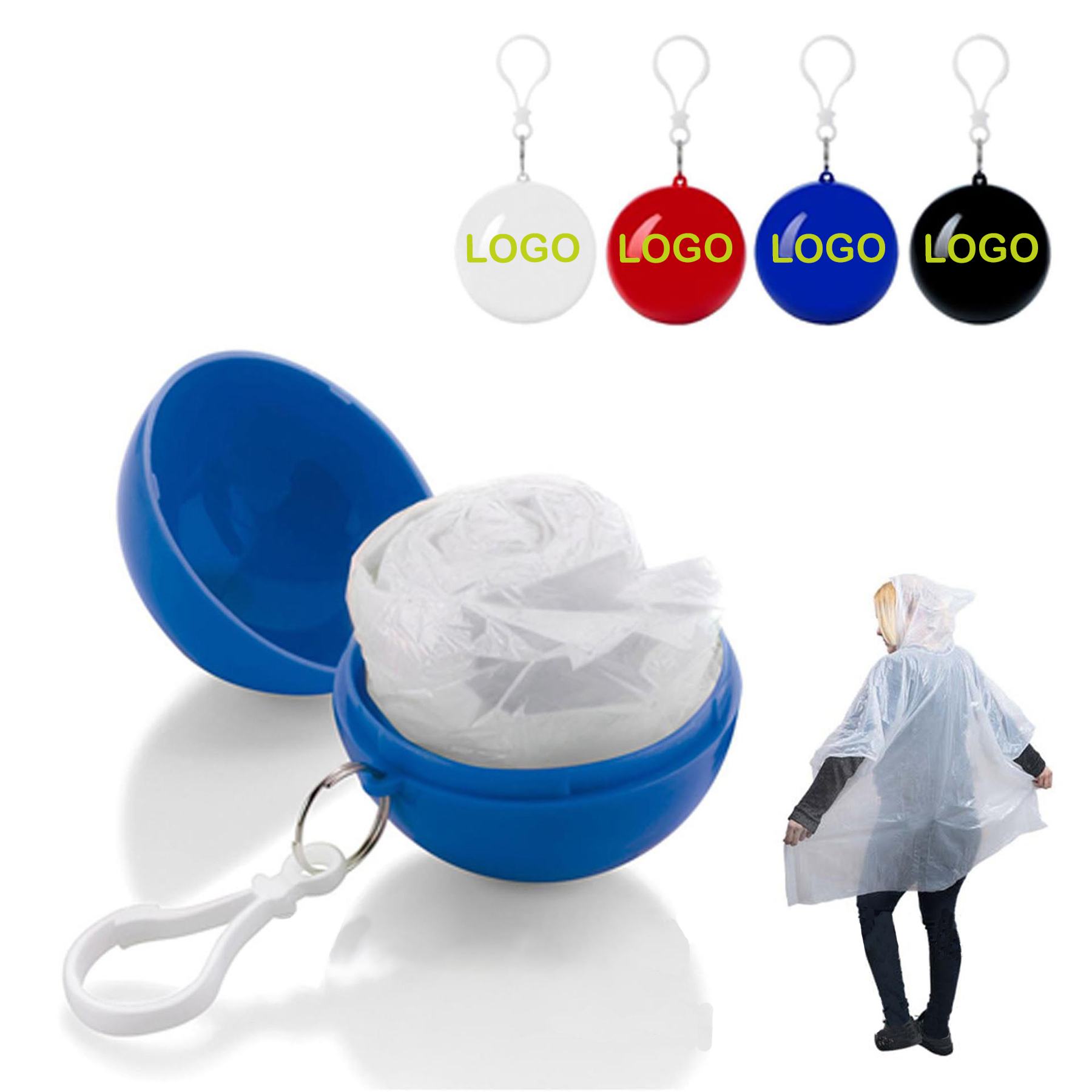 Rain Poncho Ball Keychain