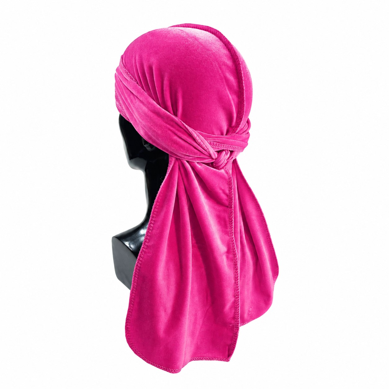 Velvet Long Tail Durag Headwrap — Fuchsia Pink