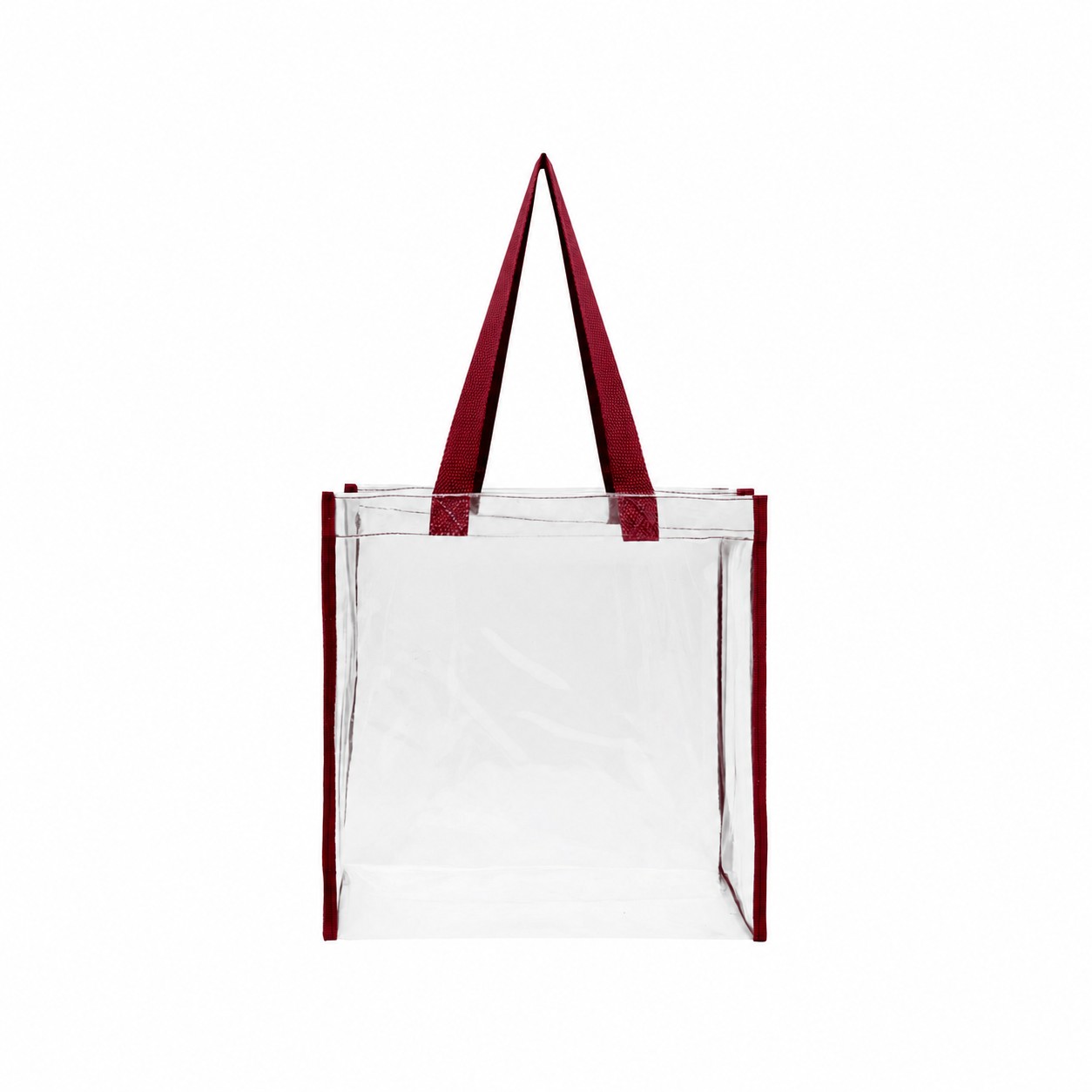 PVC Carry Handles Tote Bag — Burgundy Red