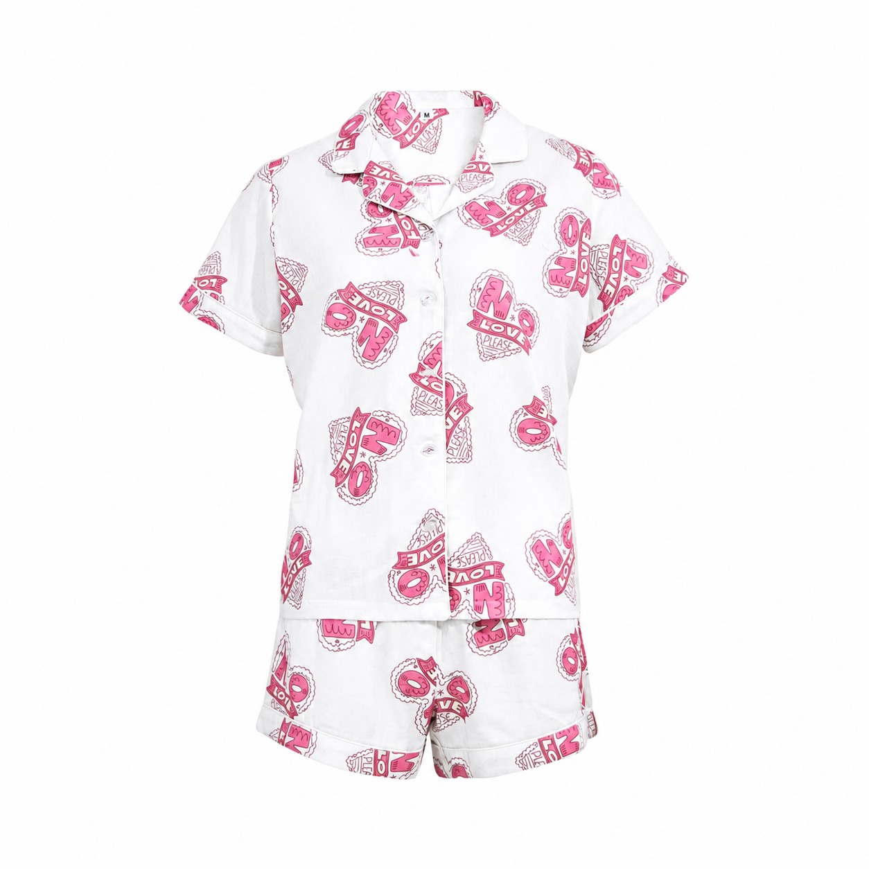 Cotton Pajama Shorts Set — White