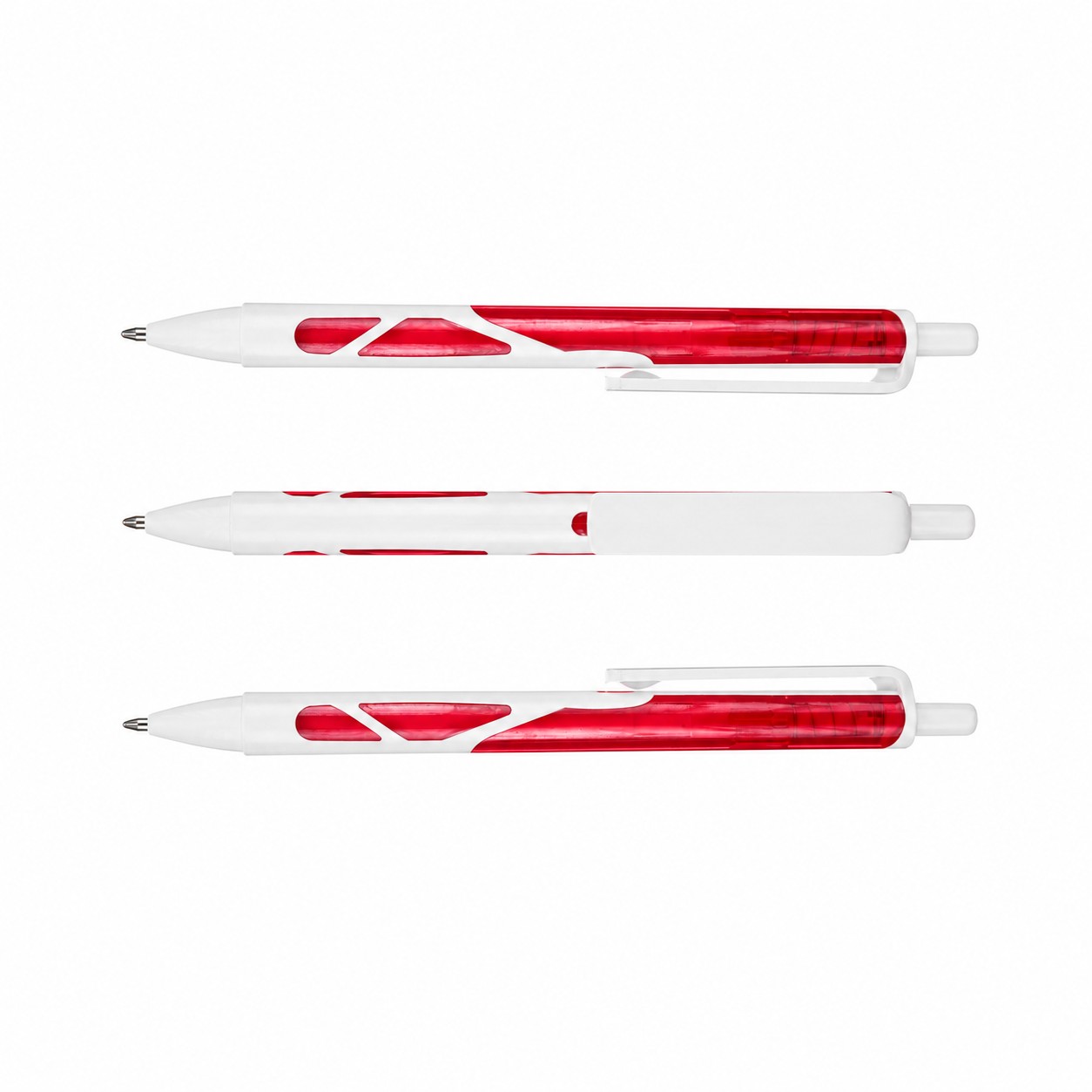 Translucent Barrel Retractable Ballpoint Pen — Red