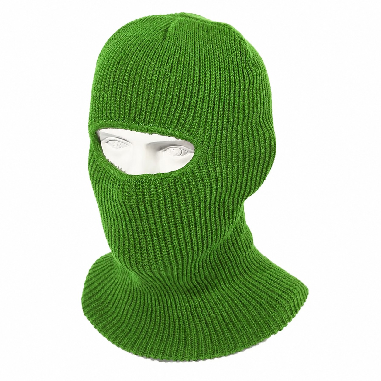 Polyester Knit Balaclava Beanie — Grass Green