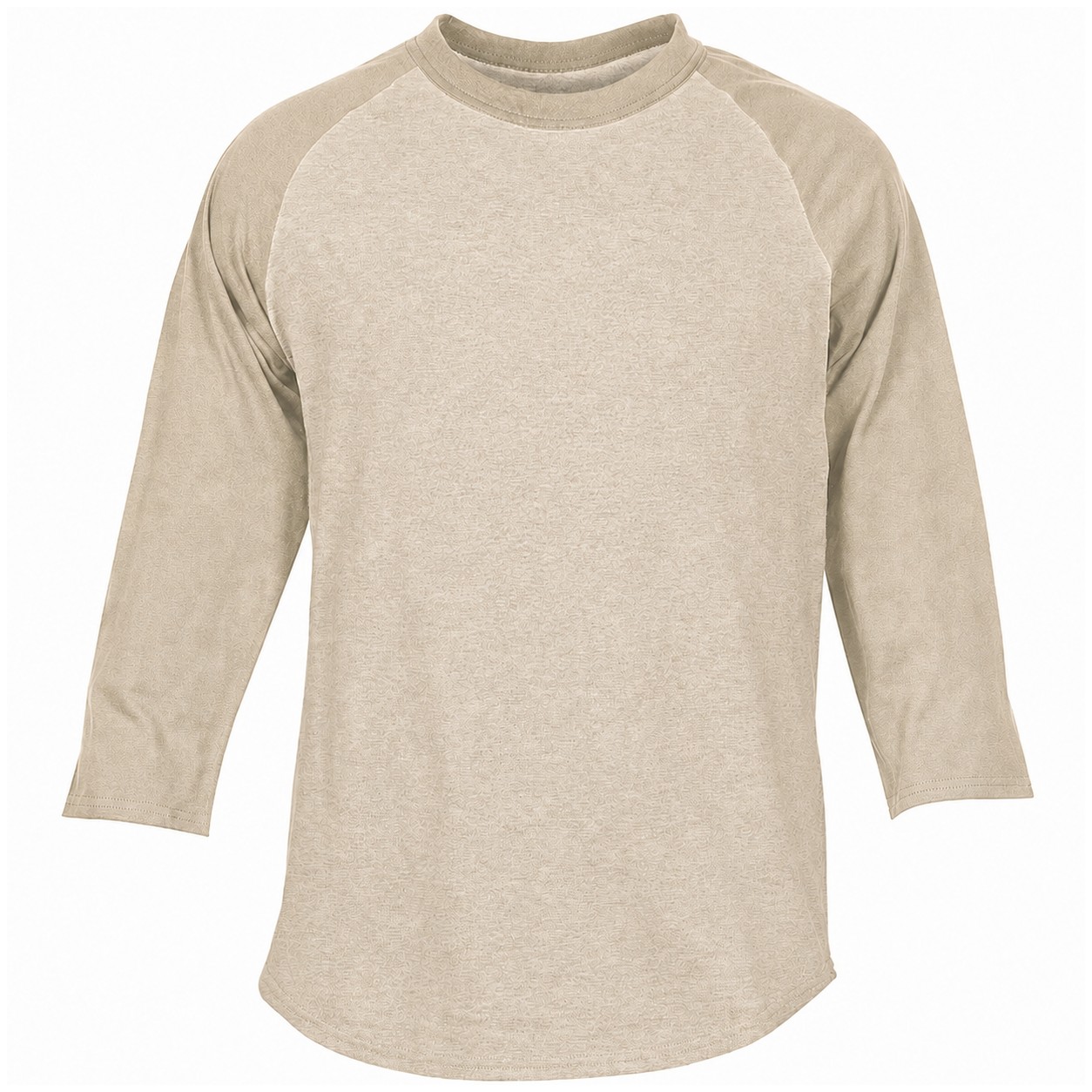Cotton Colorblock Baseball Sleeve Shirt — Tan Beige