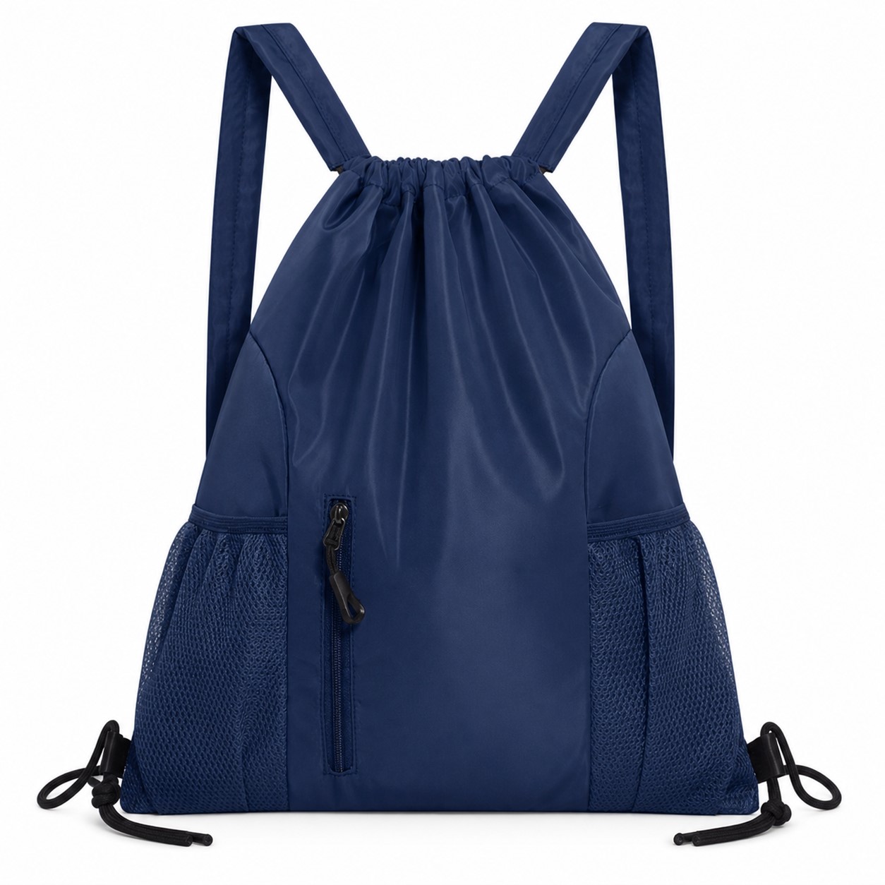 Adjustable Polyester Drawstring Backpack With Mesh Pockets — view 2
