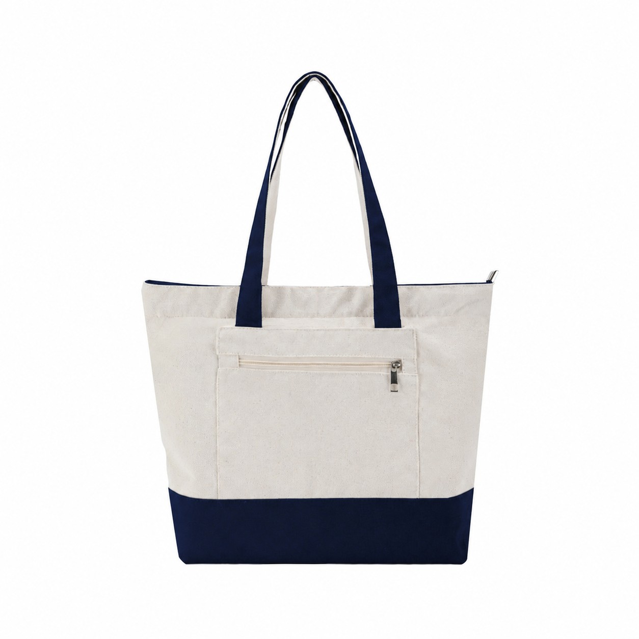 12 Oz Cotton Zipper Tote Bag — Navy Blue