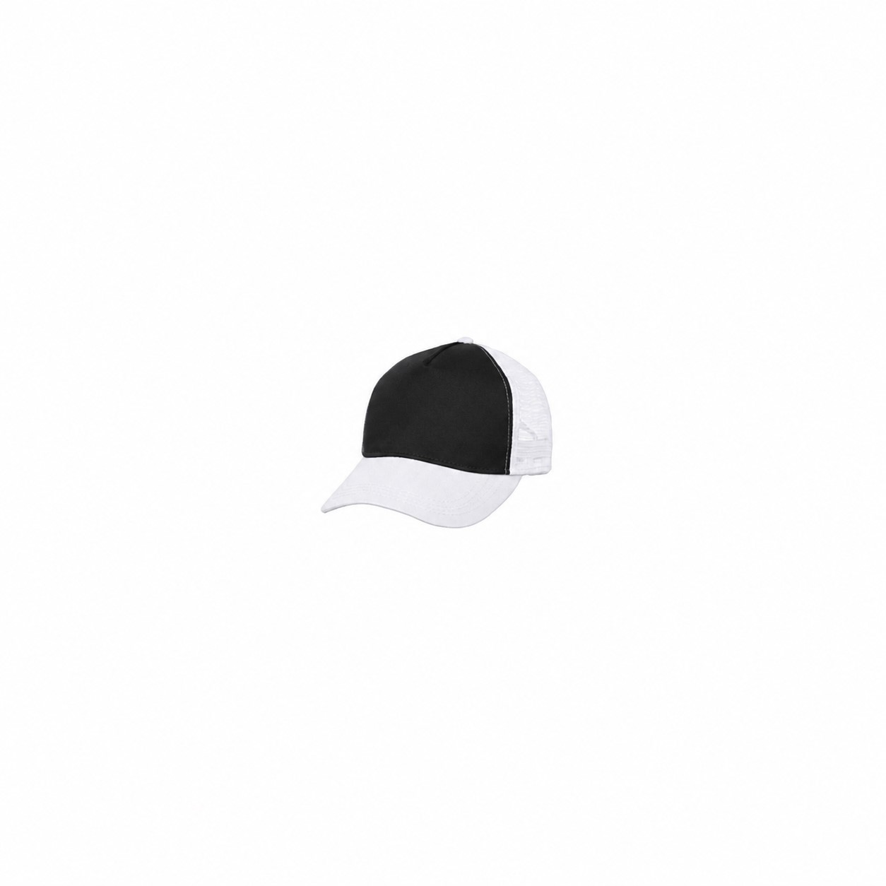 Structured Five Panel Trucker Cap — Black/White