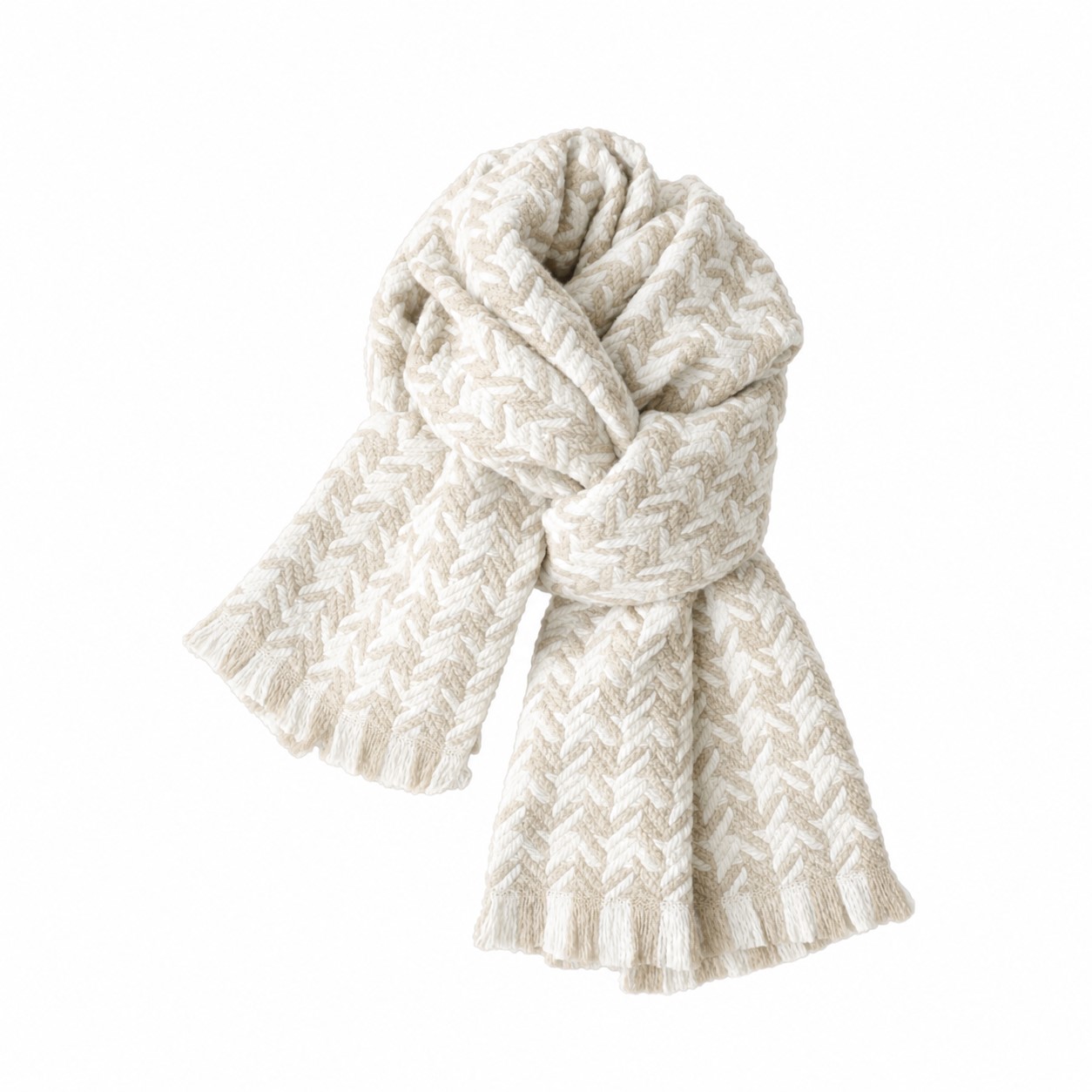 Braided Polyester Knitted Scarf — Clear White