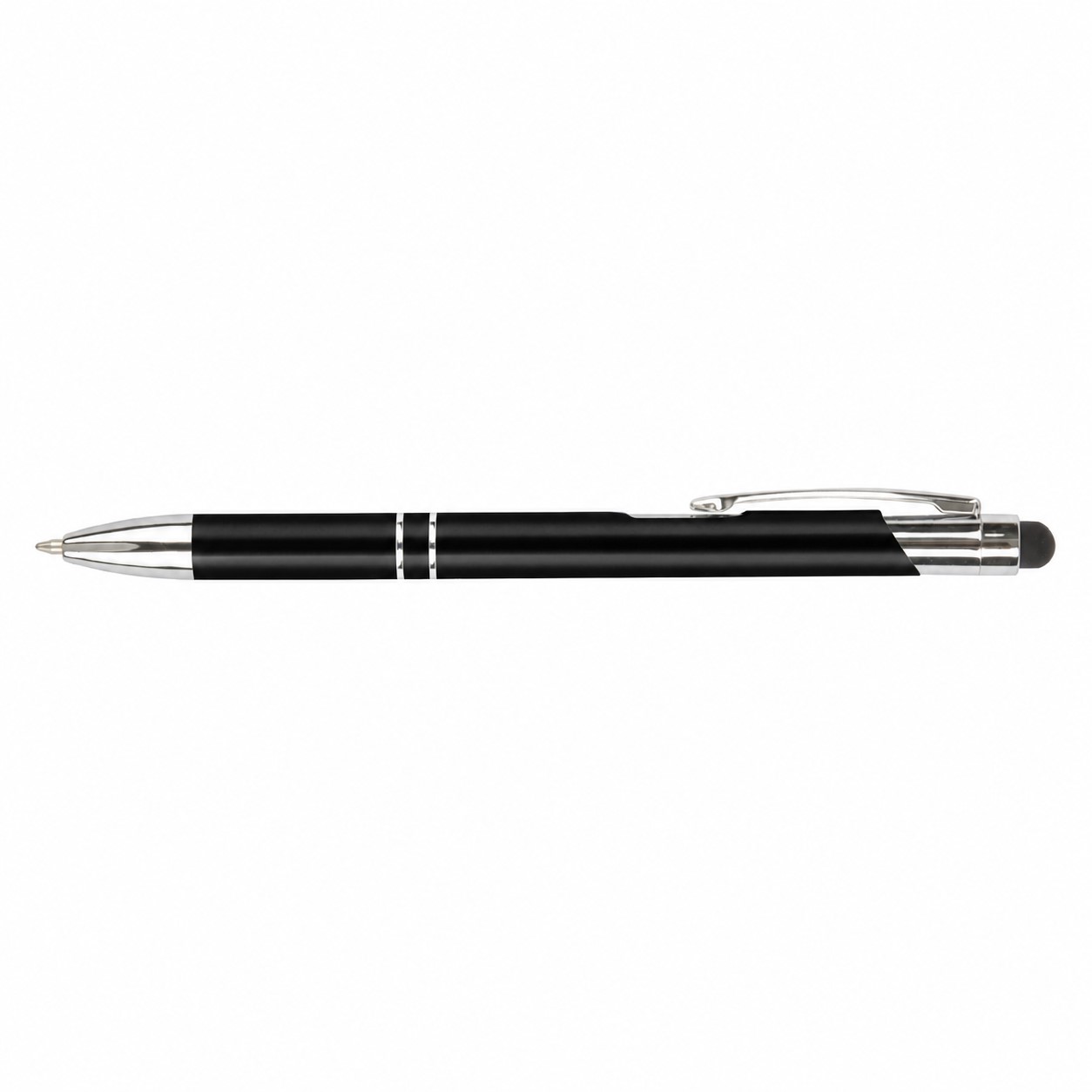 Glossy Aluminum Stylus Ballpoint Pen — Black