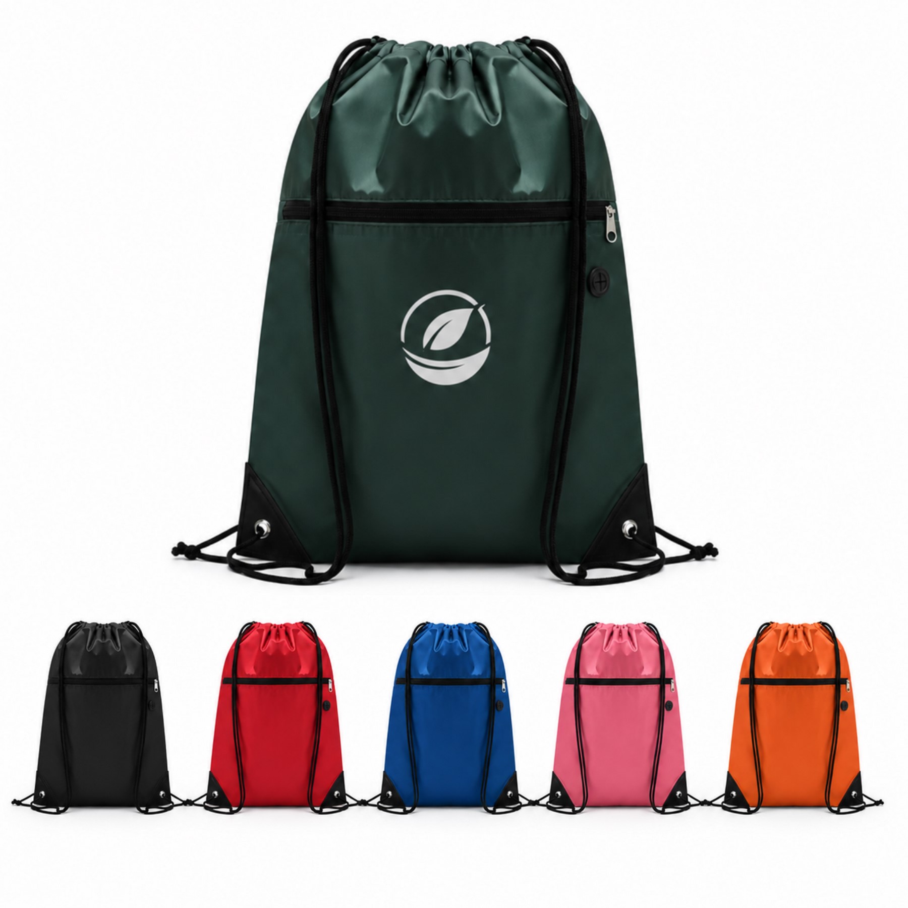 210D Polyester Zipper Pocket Cinch Backpack