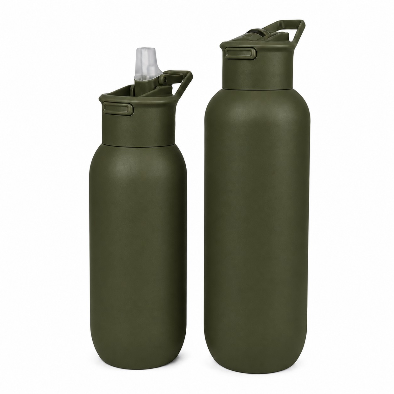 Stainless Insulated Bottle With Straw Lid — Army Green