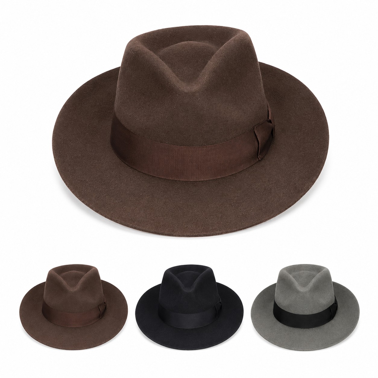 Western Wool Pinch Crown Fedora Hat