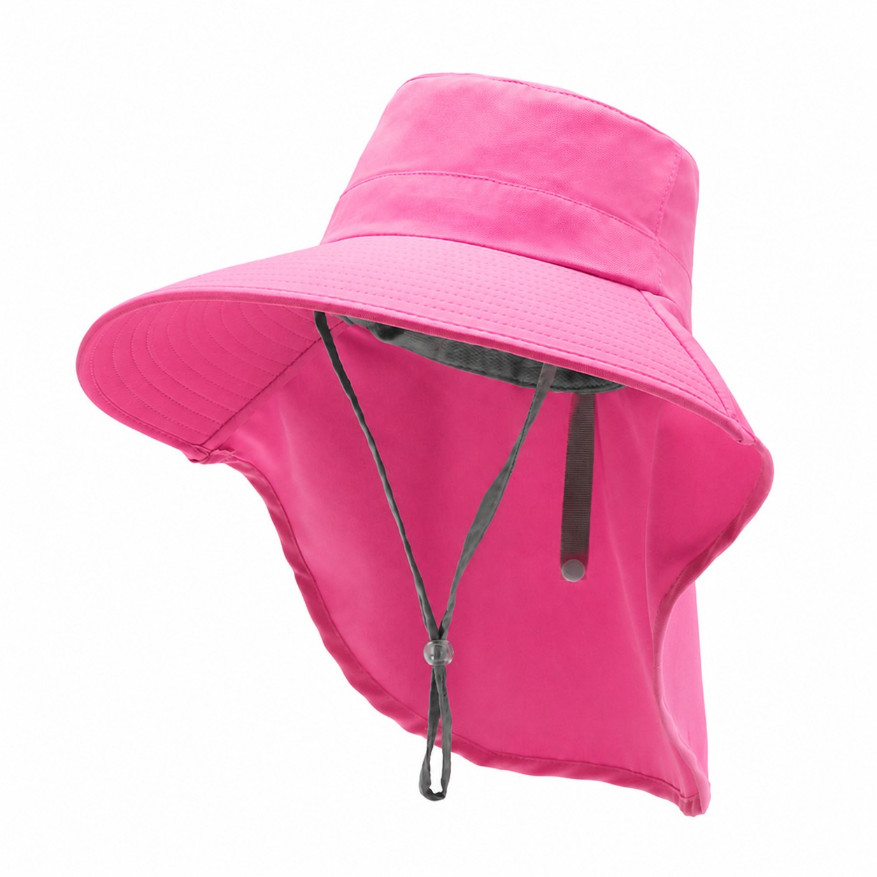Polyester Ponytail Neck Flap Sun Hat — Pink