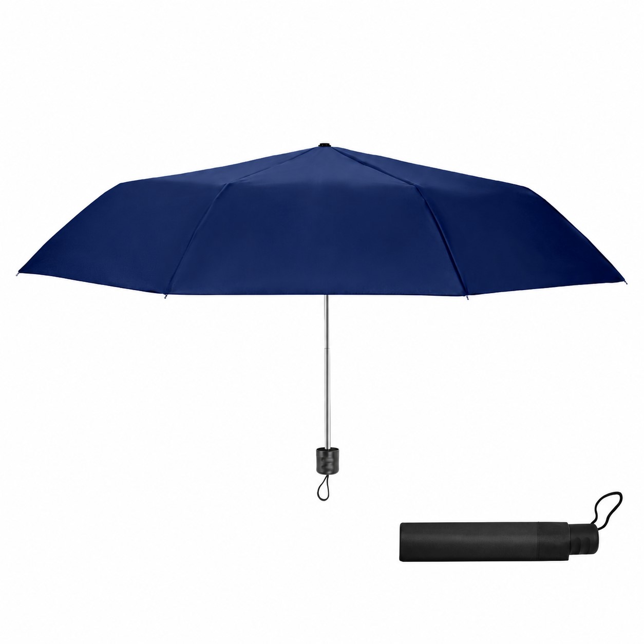 Compact Manual Folding Umbrella — Navy Blue