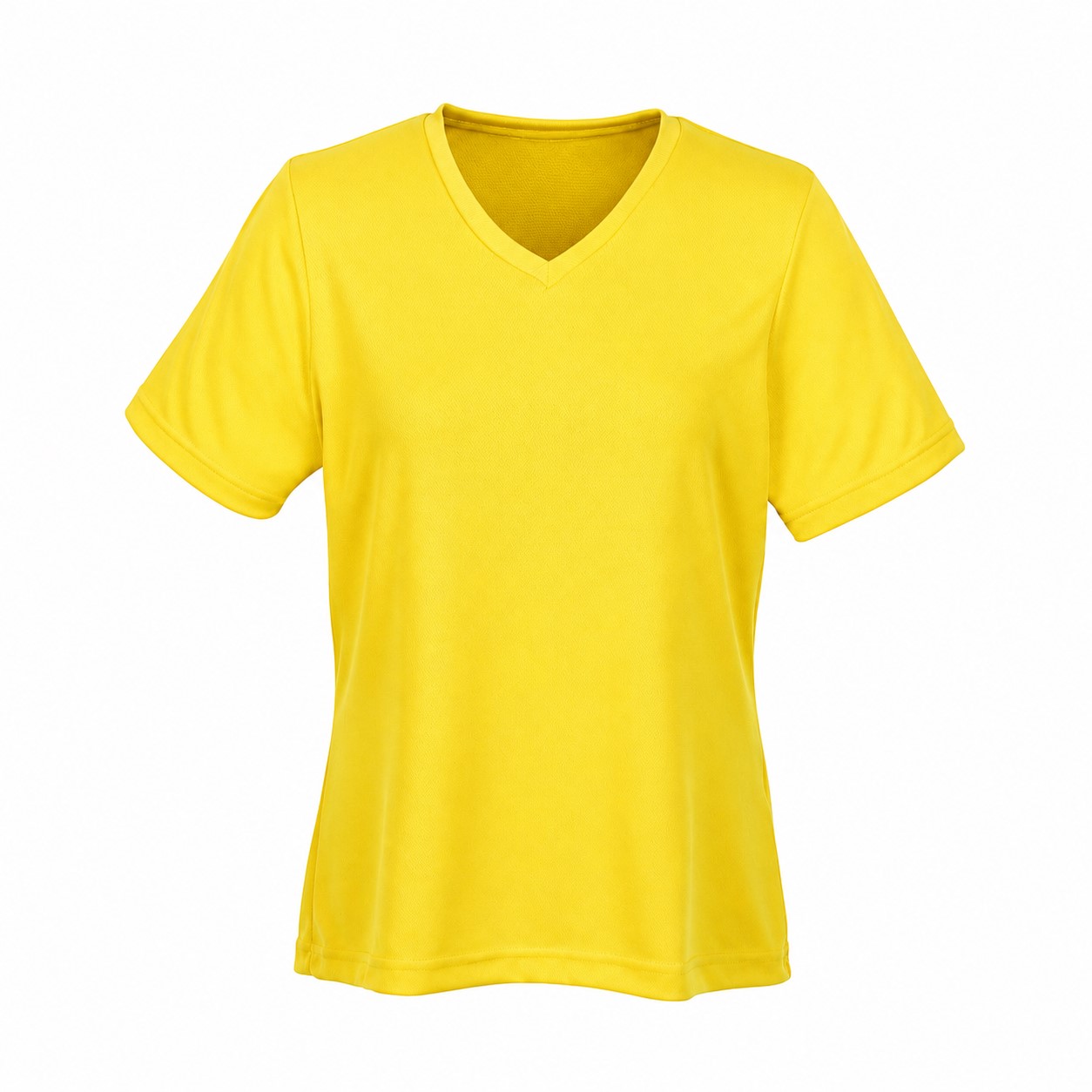 Ladies Mesh Polyester V Neck Shirt — Yellow
