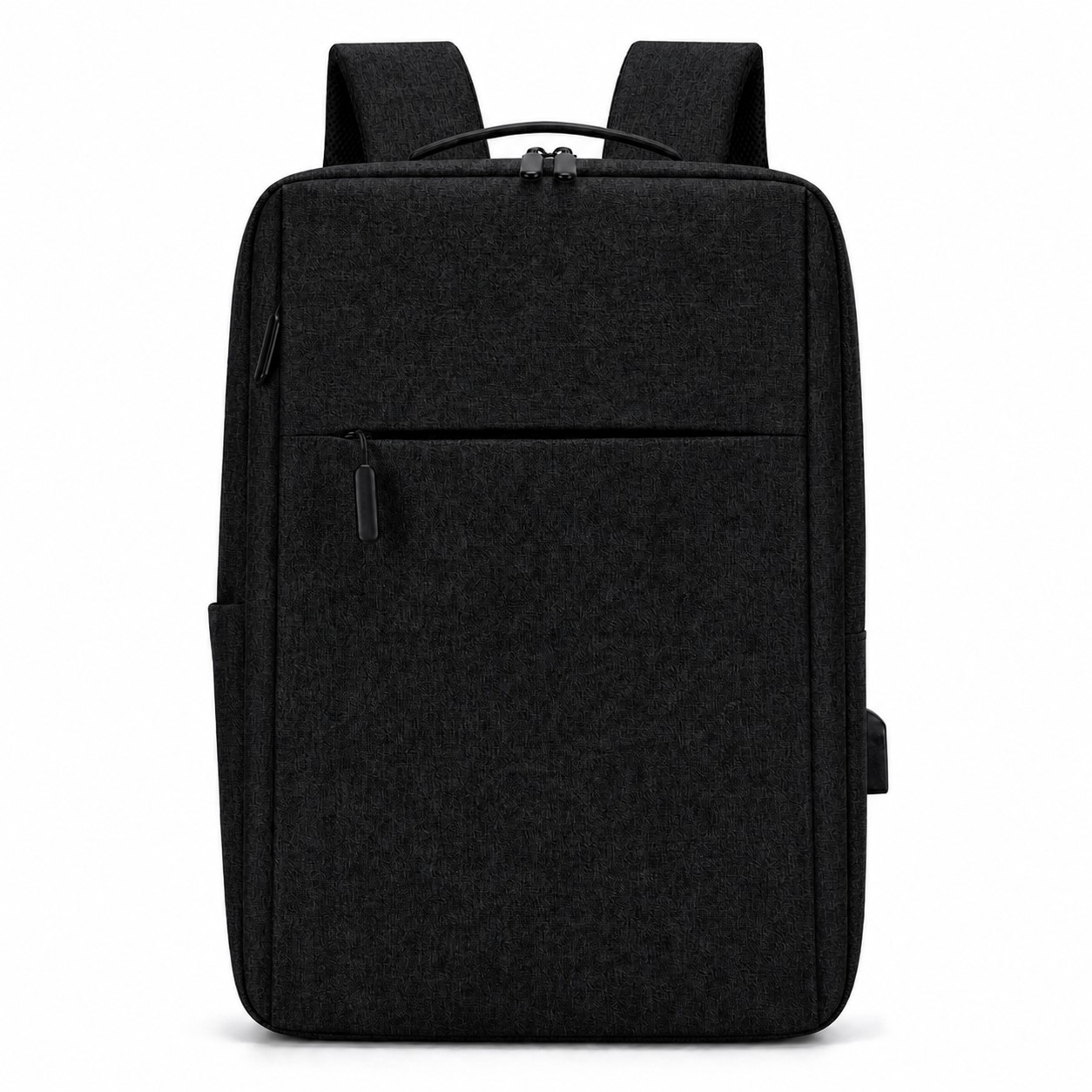 Polyester Commuter Laptop Backpack — Black